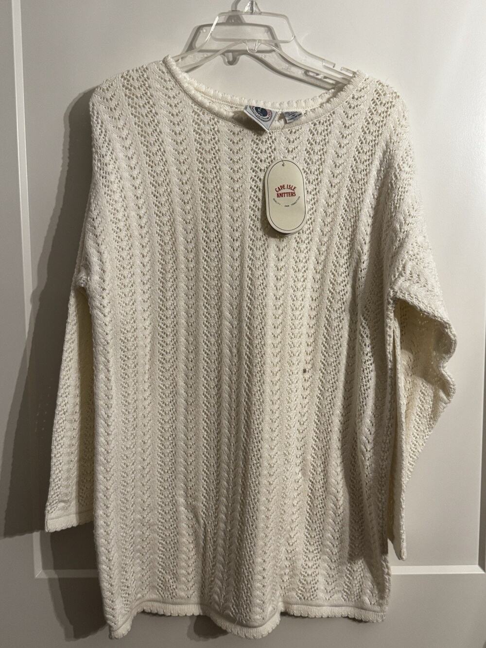 Cape Isle Knitters Hand Knit Ivory Women's Sweater Medium Cottage Core NWT